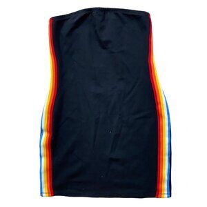 Urban Outfitters Rainbow Tube Top Mini Dress Medium Black Skater Festival Boho